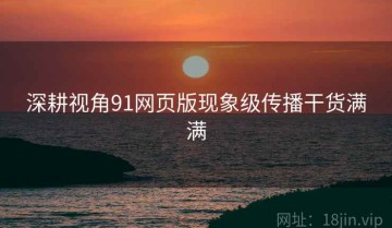 深耕视角91网页版现象级传播干货满满