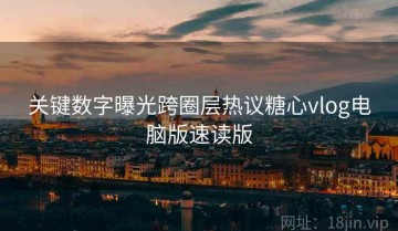关键数字曝光跨圈层热议糖心vlog电脑版速读版